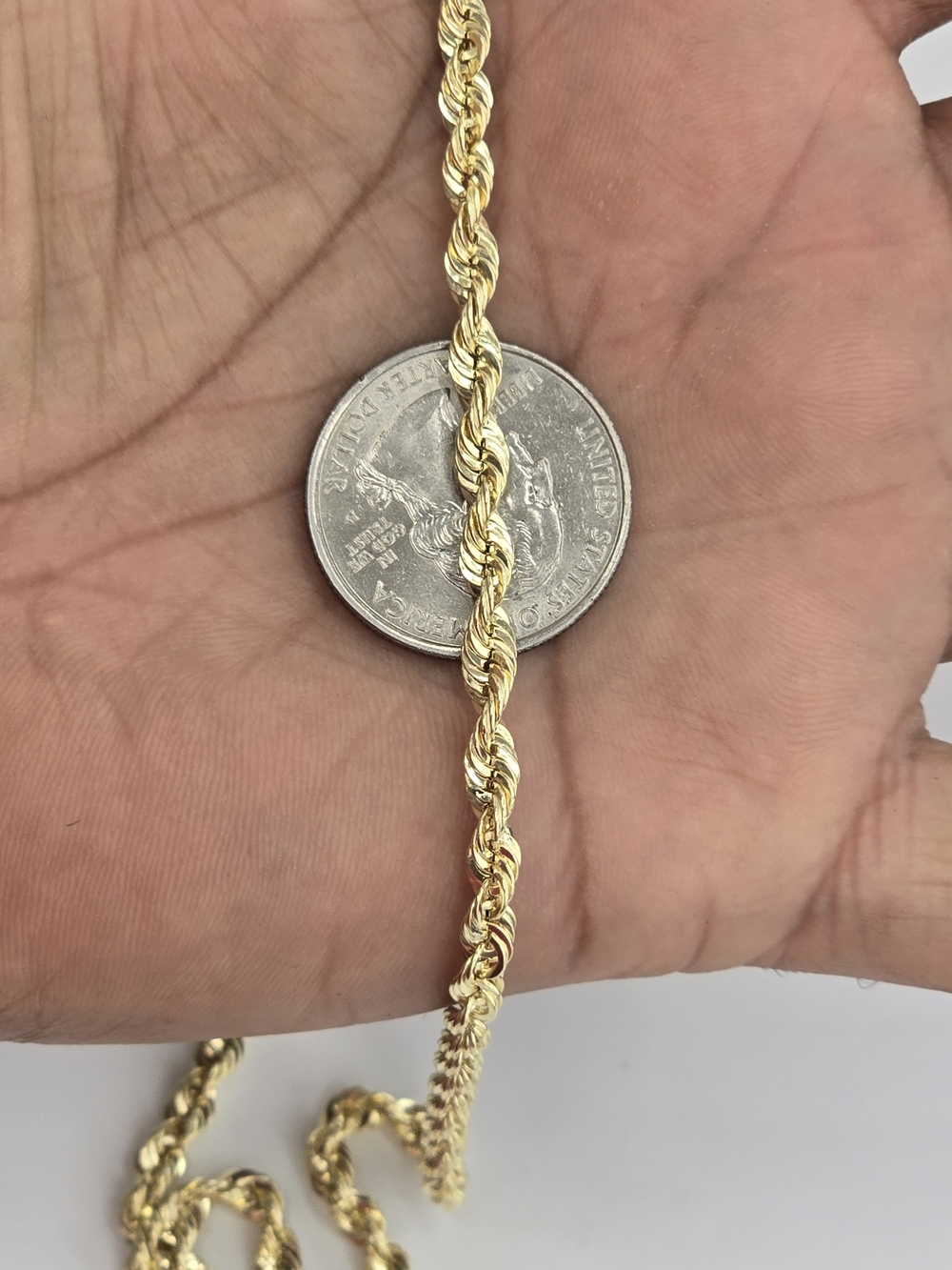 10k Real Gold Rope Chain 4mm 22 Inch - Picture 6 of 9